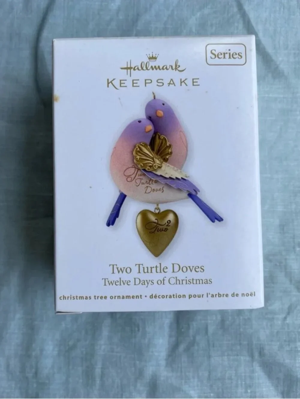 NWT Hallmark 2012 Two Turtle Doves 12 Days of Christmas bird ornament